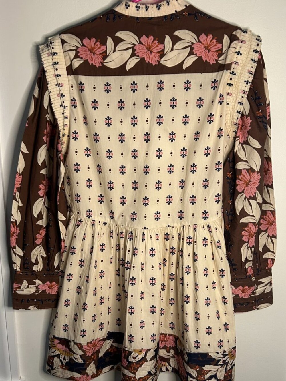 FARM RIO Pintucked printed cotton-voile mini dress Size S - Picture 4 of 9